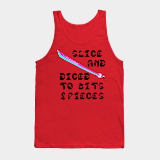 Slice And Diced To Bits and Pieces, v. Code Cyan Magenta Blk Text Tank Top